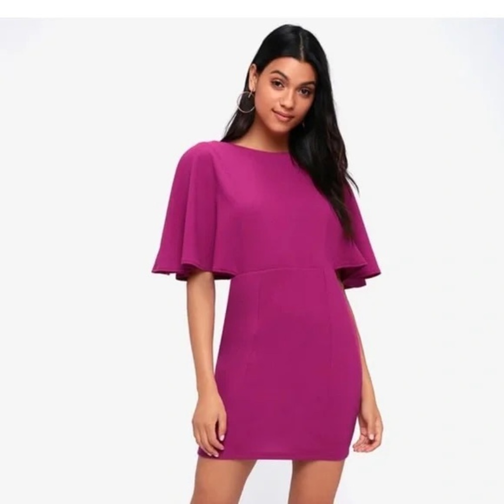 *LULUS* Vibrant Magenta Cape Mini Dress NWT Size Small